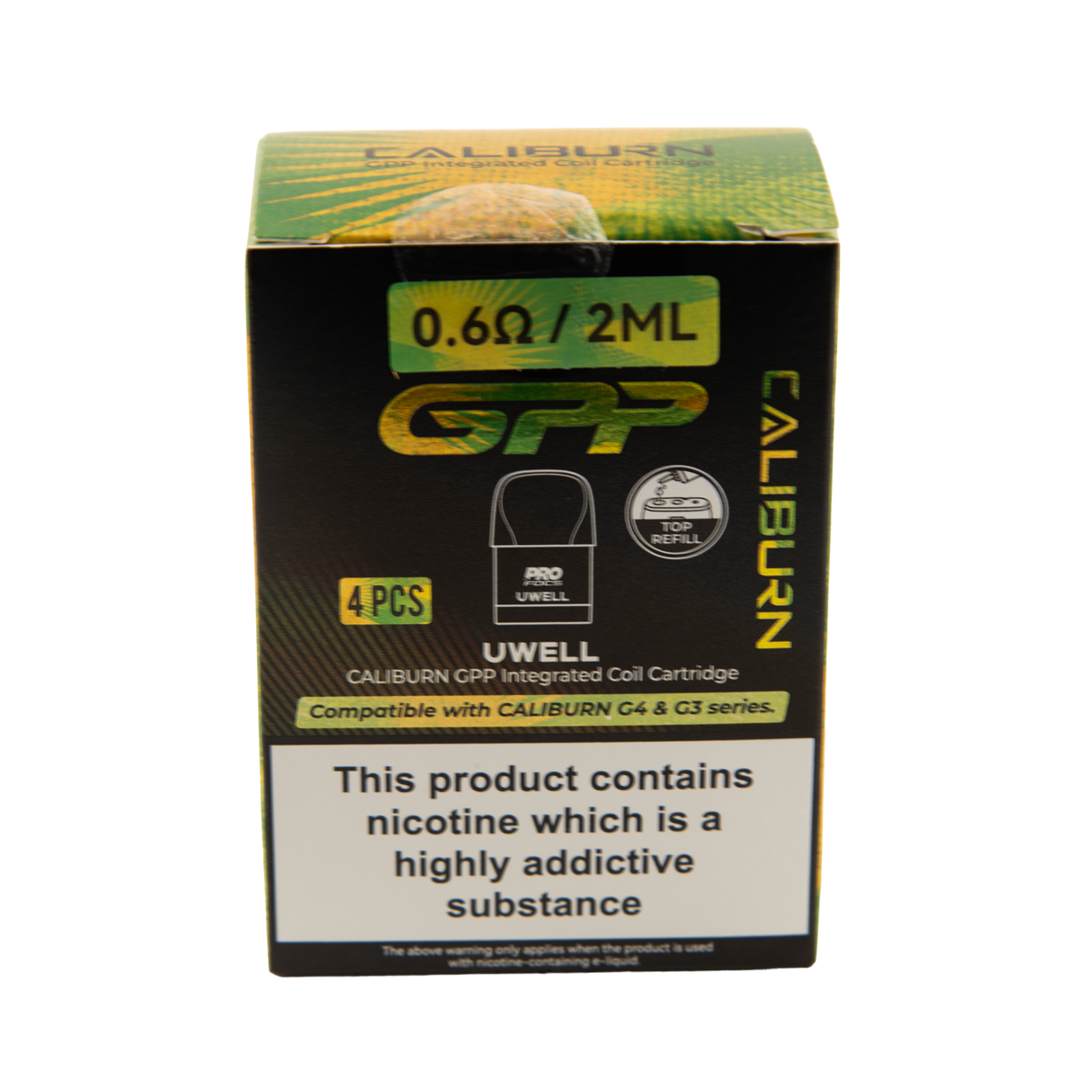 UWELL Caliburn 2ML GPP Cartridge 0.6ohm & 0.9ohm - (4 Pack)