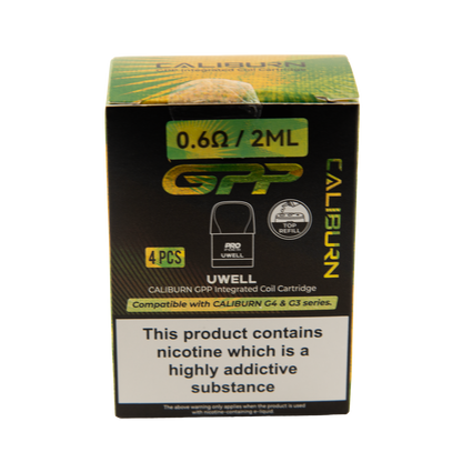 UWELL Caliburn 2ML GPP Cartridge 0.6ohm & 0.9ohm - (4 Pack)