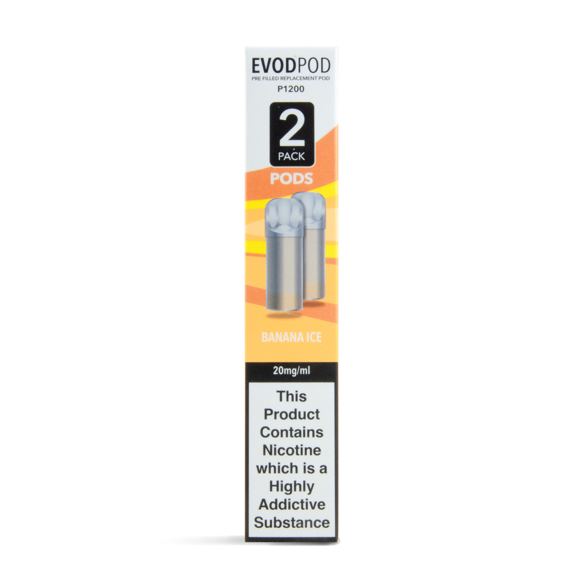 evod bar pod replacements pre-filled twin pack banana ice