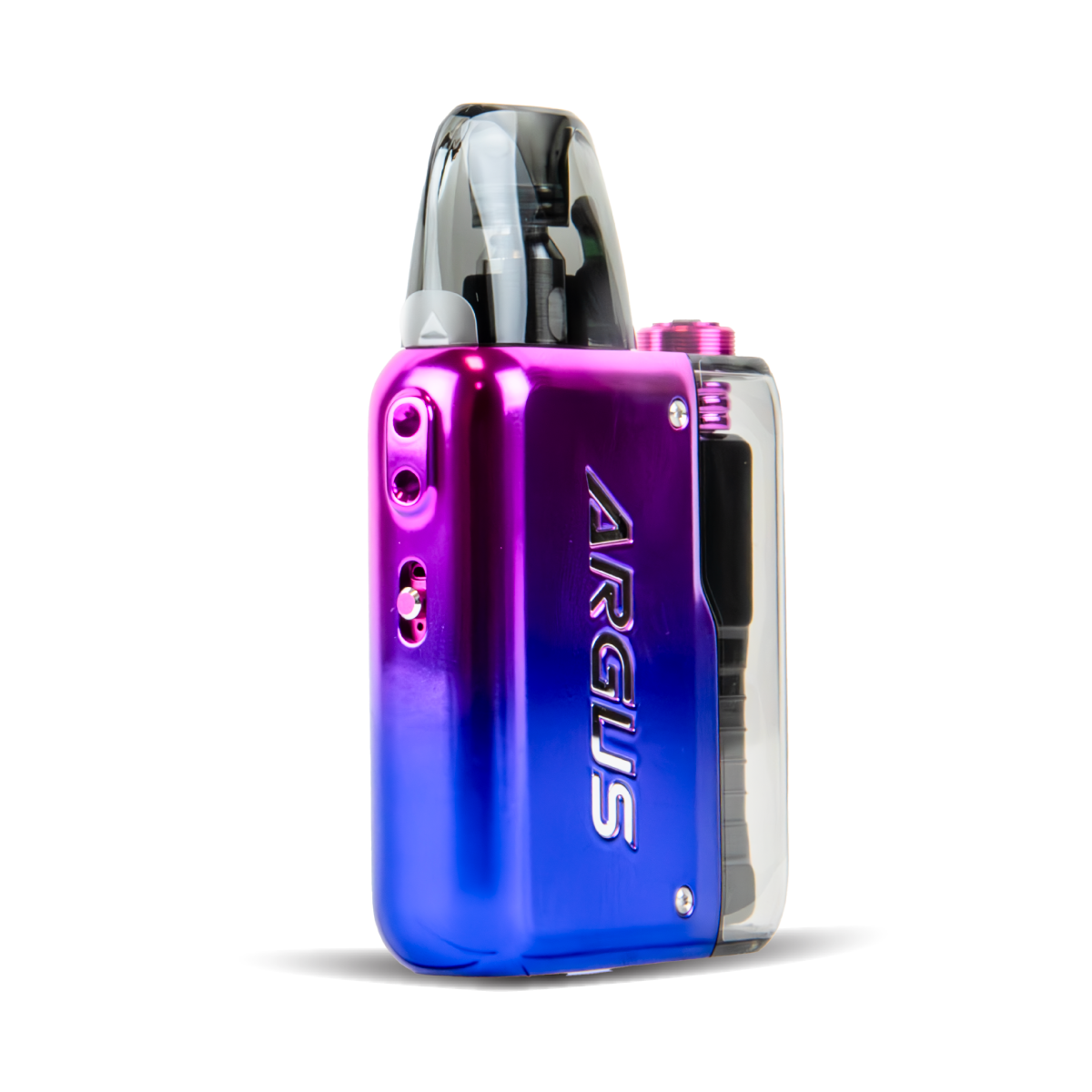 studio shot of voopoo argus p2 vape pod kit purple