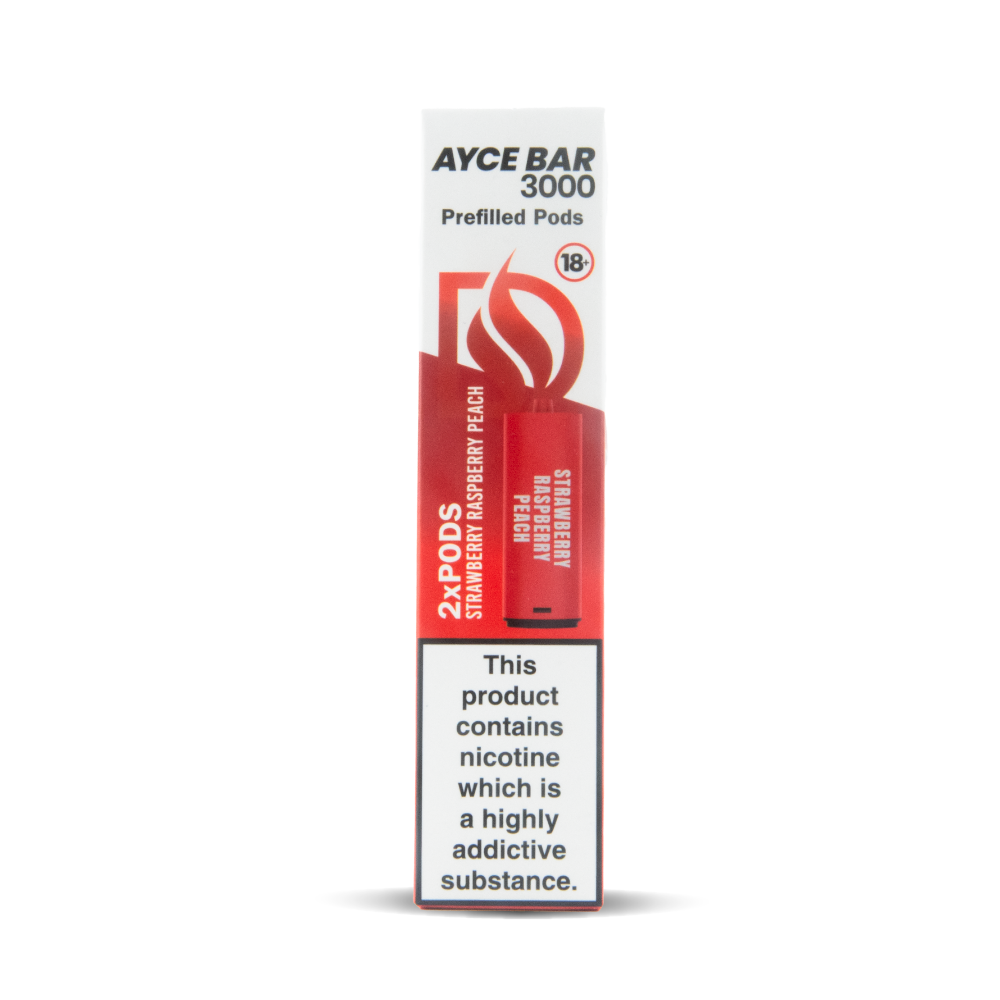 Strawberry Raspberry Peach flavour Dovpo Ayce Bar Pod Replacements Twin Pack