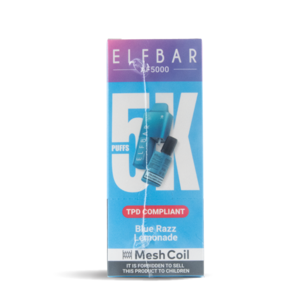 Bulk Buy Elfbar Vapes AF5000 10+2 pods in 5 packs in blue razz lemonade uk wholesale front shot