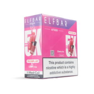 Bulk Buy Elfbar Vapes AF5000 10+2 pods in 5 packs in cherry ice uk wholesale angle shot