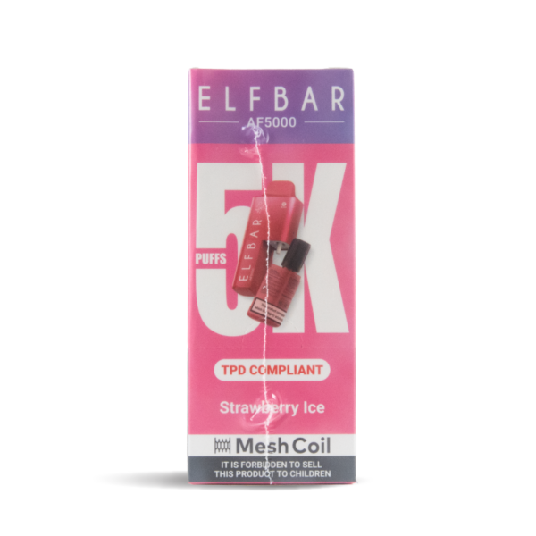 Bulk Buy Elfbar Vapes AF5000 10+2 pods in 5 packs in strawberry ice uk wholesale front shot