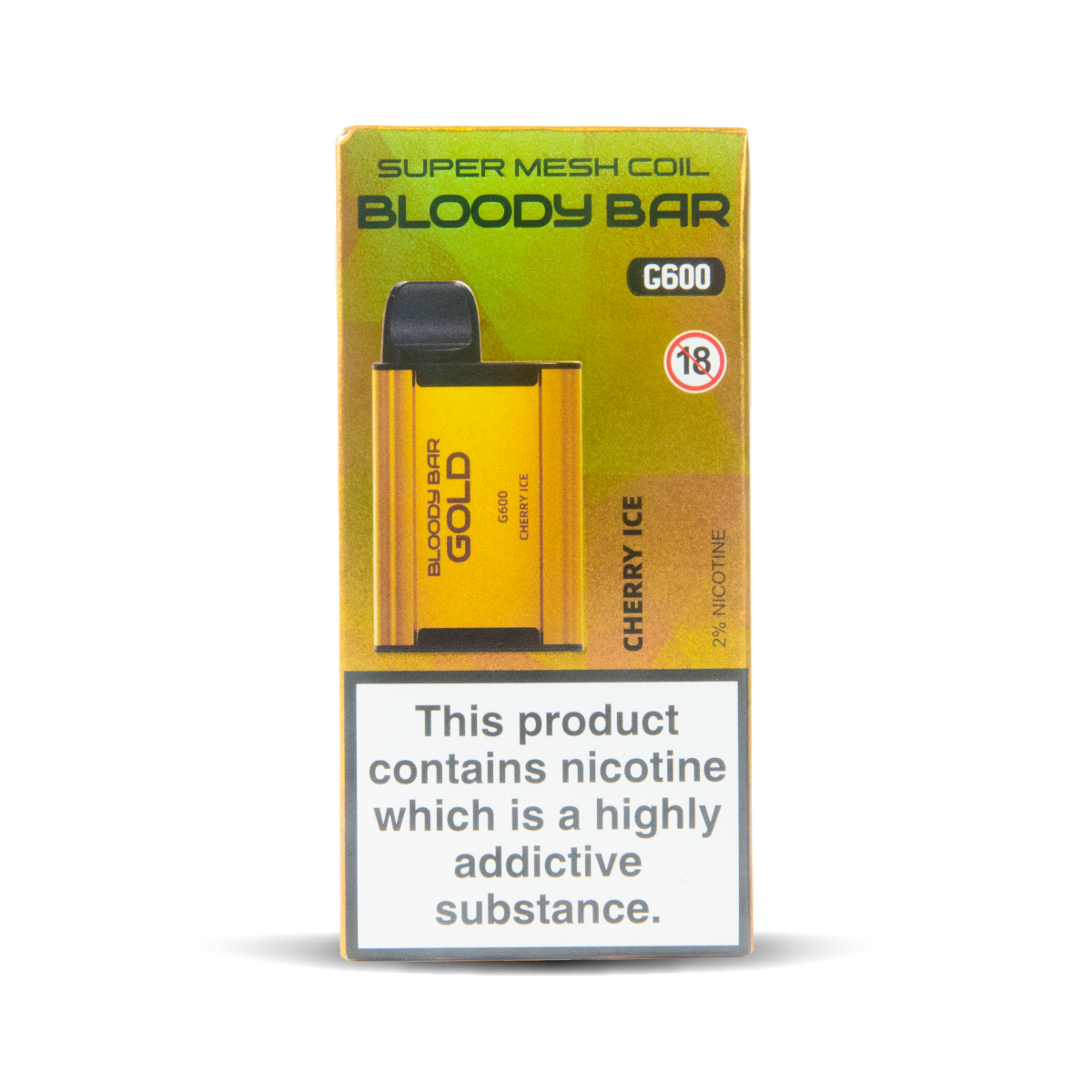 Cherry Ice TBO Bloody Bar Gold G600 Disposable Vape with 600 Puffs