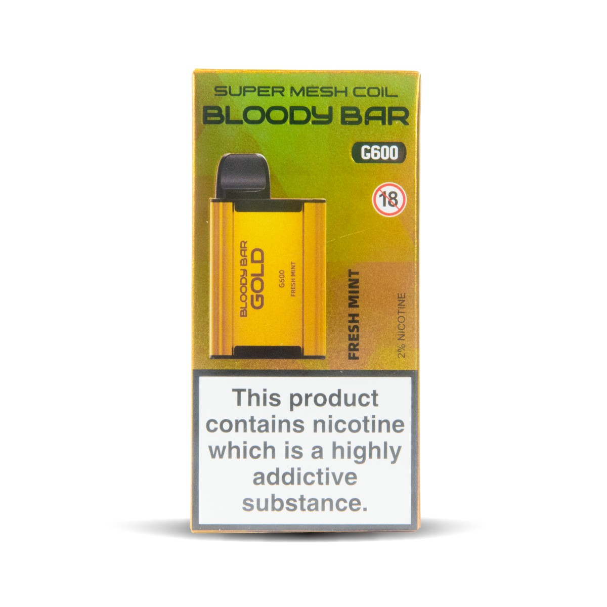 Fresh Mint TBO Bloody Bar Gold G600 Disposable Vape with 600 Puffs