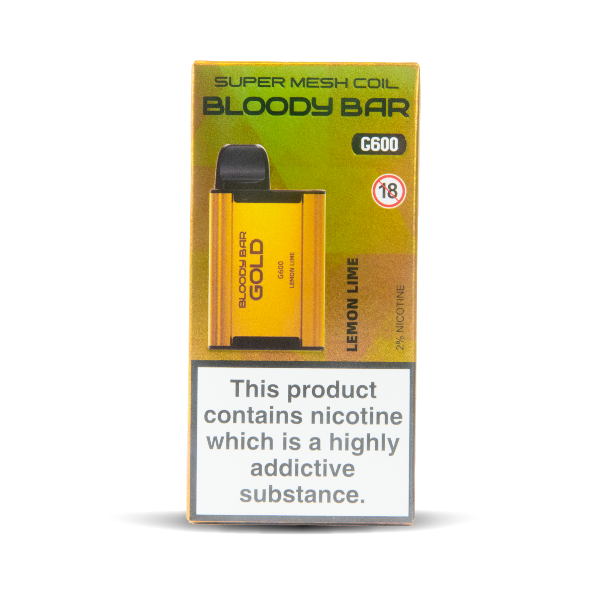 Lemon Lime TBO Bloody Bar Gold G600 Disposable Vape with 600 Puffs