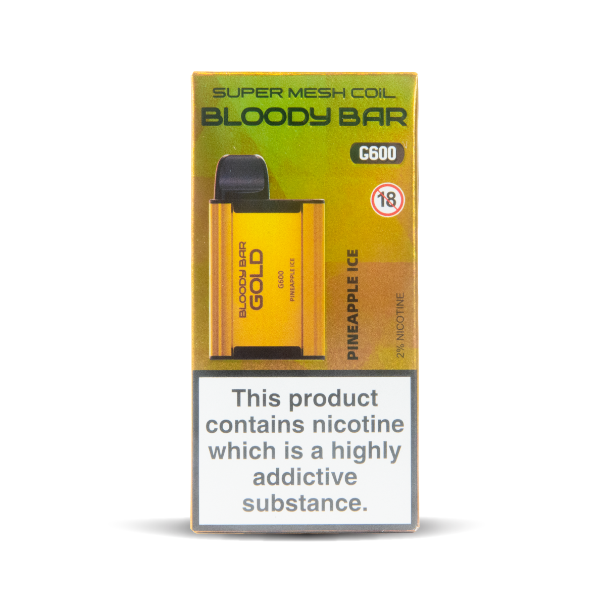 Pineapple Ice TBO Bloody Bar Gold G600 Disposable Vape with 600 Puffs