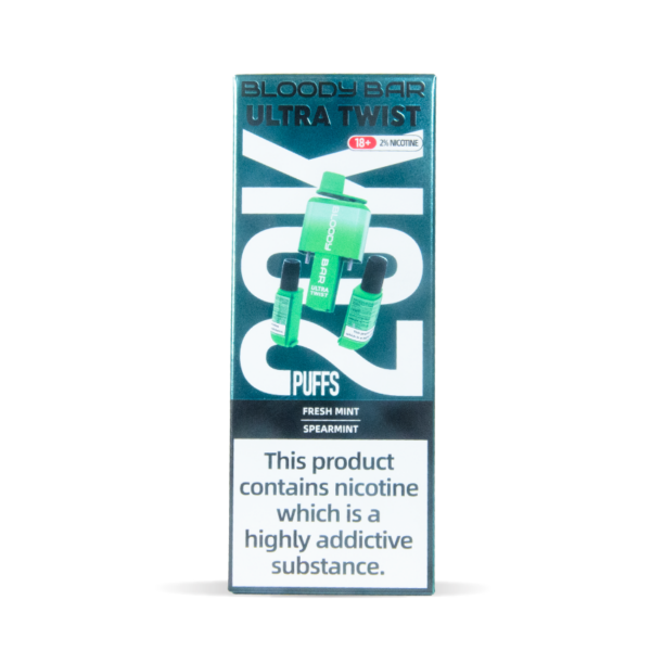 Fresh Mint & Spearmint Bloody Bar Ultra Twist 20K puff vape with 20ml refills