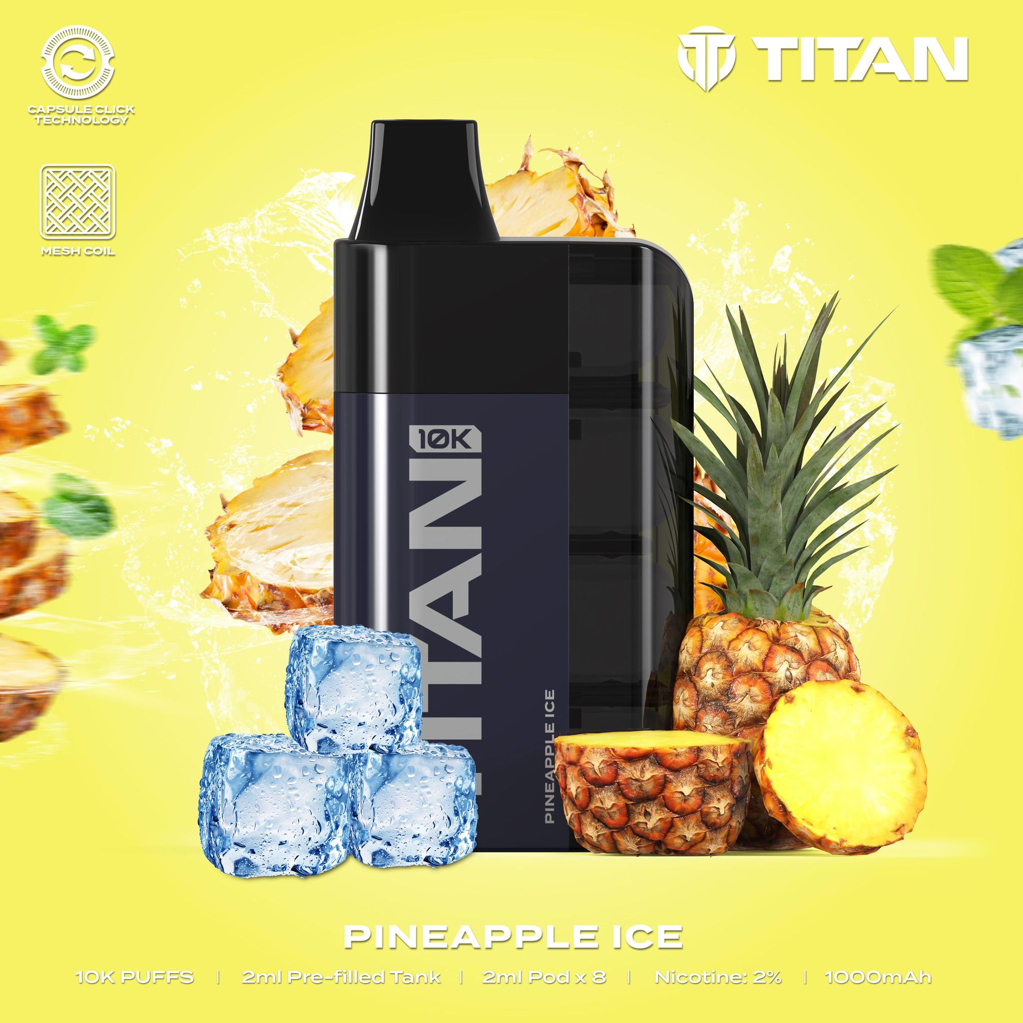 Titan 10K Vape Pod Kit in Pineapple Ice Flavour