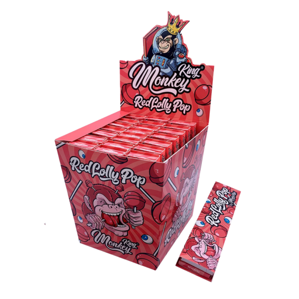 Red Lolly Pop Smell Monkey King Scented Smoking Papers, King Size Slim, Ultra Thin, Slow Burn, Scratch and Sniff