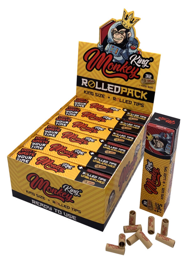 Monkey King Pre Rolled Unbleached Rolling Papers + Tips King Size Slim mmcprtw