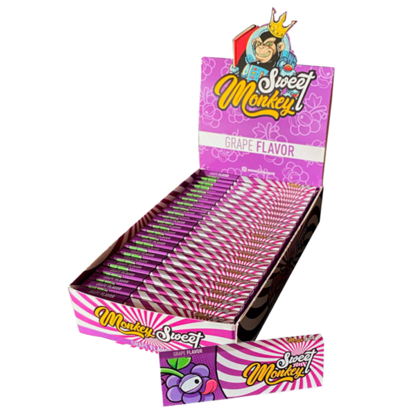 Monkey King Sweet Grape Scented Unbleached Papers + Tips Medium 1 1/4 msw114