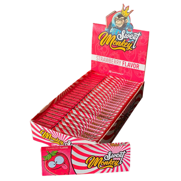 Monkey King Sweet Strawberry Scented Unbleached Papers + Tips Medium 1 1/4 msw114